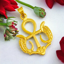 Load image into Gallery viewer, Ankh Wadjet Amulet Gold Pendant Necklace