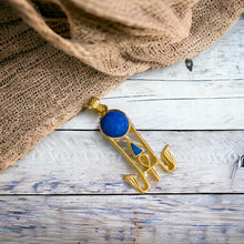 Load image into Gallery viewer, Sparkle Blue Opal Sun Wadjet Gold Pendant