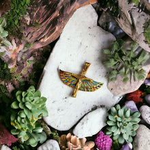 Load image into Gallery viewer, Winged Opal Goddess isis Gold Pendant Necklace