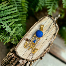 Load image into Gallery viewer, Sparkle Blue Opal Sun Wadjet Gold Pendant