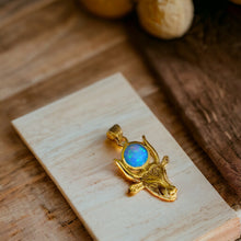 Load image into Gallery viewer, Opal Hathor Cow Head Gold Pendant