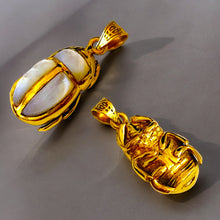 Load image into Gallery viewer, Gold Royal Mother Of Pearl Scarab Pendant Egyptian Necklace