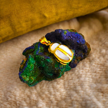 Load image into Gallery viewer, Gold Royal Mother Of Pearl Scarab Pendant Egyptian Necklace