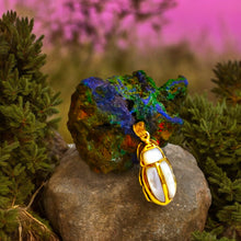 Load image into Gallery viewer, Gold Royal Mother Of Pearl Scarab Pendant Egyptian Necklace