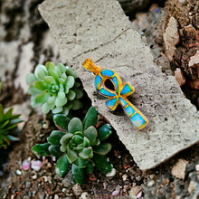 Load image into Gallery viewer, Opal Key of Life Ankh Gold Pendant Necklace