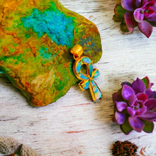 Load image into Gallery viewer, Opal Key of Life Ankh Gold Pendant Necklace