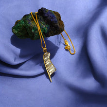 Load image into Gallery viewer, Mother Of Pearl Goddess Maat's Feather Gold Pendant Necklace