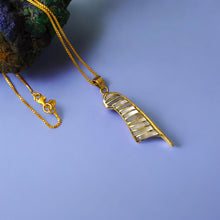 Load image into Gallery viewer, Mother Of Pearl Goddess Maat's Feather Gold Pendant Necklace