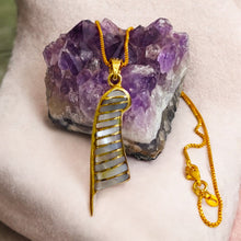Load image into Gallery viewer, Mother Of Pearl Goddess Maat's Feather Gold Pendant Necklace