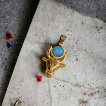 Load image into Gallery viewer, Opal Hathor Cow Head Gold Pendant