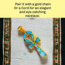 Load image into Gallery viewer, Opal Key of Life Ankh Gold Pendant Necklace