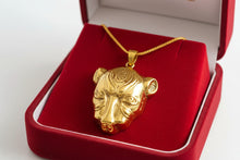 Load image into Gallery viewer, Gold Sekhmet Pendant, Egyptian Revival Lioness Necklace