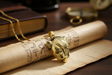 Load image into Gallery viewer, Gold Sekhmet Pendant, Egyptian Revival Lioness Necklace