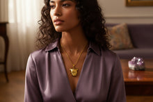 Load image into Gallery viewer, Gold Sekhmet Pendant, Egyptian Revival Lioness Necklace