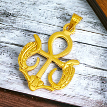 Load image into Gallery viewer, Ankh Wadjet Amulet Gold Pendant Necklace