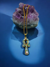 Load image into Gallery viewer, Opal Key of Life Ankh Gold Pendant Necklace