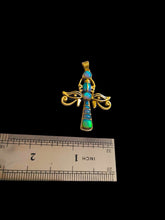 Load image into Gallery viewer, Opal Gold Key Of life Ankh Eye of Horus Complex Pendant Necklace