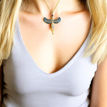 Load image into Gallery viewer, Winged Isis Gold Pendant Necklace