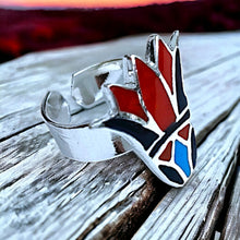 Load image into Gallery viewer, Lotus Flower adjustable silver Ring