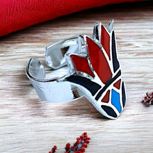 Load image into Gallery viewer, Lotus Flower adjustable silver Ring