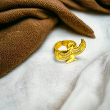 Load image into Gallery viewer, Gold Winged Goddess Maat Ring