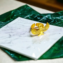 Load image into Gallery viewer, Gold Winged Goddess Maat Ring