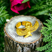 Load image into Gallery viewer, Gold Winged Goddess Maat Ring