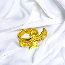 Load image into Gallery viewer, Gold Winged Goddess Maat Ring