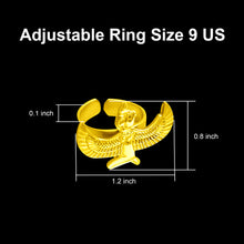 Load image into Gallery viewer, Gold Winged Goddess Maat Ring