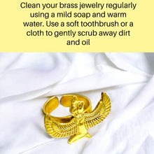 Load image into Gallery viewer, Gold Winged Goddess Maat Ring