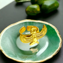 Load image into Gallery viewer, Gold Winged Goddess Maat Ring