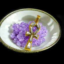 Load image into Gallery viewer, Gold Mother of Pearl Key Of Life Ankh Pendant Necklace