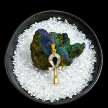Load image into Gallery viewer, Gold Mother of Pearl Key Of Life Ankh Pendant Necklace