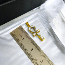 Load image into Gallery viewer, Gold Mother of Pearl Key Of Life Ankh Pendant Necklace