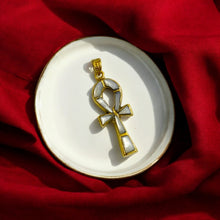 Load image into Gallery viewer, Gold Mother of Pearl Key Of Life Ankh Pendant Necklace