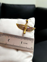 Load image into Gallery viewer, Winged Opal Goddess isis Gold Pendant Necklace