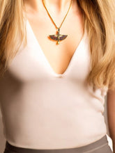 Load image into Gallery viewer, Winged Opal Goddess isis Gold Pendant Necklace