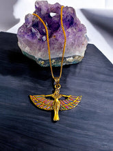 Load image into Gallery viewer, Winged Opal Goddess isis Gold Pendant Necklace