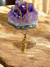 Load image into Gallery viewer, Winged Opal Goddess isis Gold Pendant Necklace