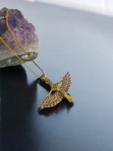 Load image into Gallery viewer, Winged Opal Goddess isis Gold Pendant Necklace