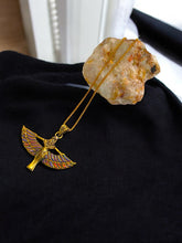 Load image into Gallery viewer, Winged Opal Goddess isis Gold Pendant Necklace
