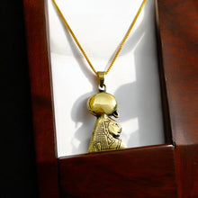 Load image into Gallery viewer, Gold Goddess Sekhmet Pendant Necklace