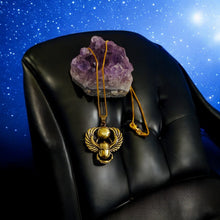 Load image into Gallery viewer, Gold Winged Royal Scarab Pendant Necklace