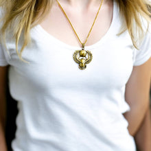 Load image into Gallery viewer, Gold Winged Royal Scarab Pendant Necklace