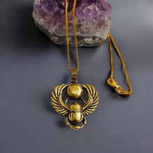 Load image into Gallery viewer, Gold Winged Royal Scarab Pendant Necklace