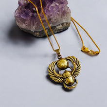 Load image into Gallery viewer, Gold Winged Royal Scarab Pendant Necklace