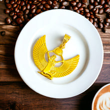 Load image into Gallery viewer, Winged Goddess Isis Gold Pendant Necklace