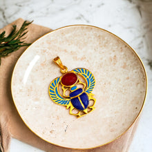 Load image into Gallery viewer, Winged Colorful Scarab Gold Pendant