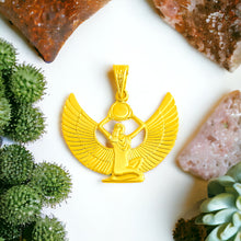 Load image into Gallery viewer, Winged Goddess Isis Gold Pendant Necklace