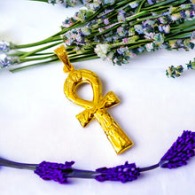Load image into Gallery viewer, Gold Akhenaton Prayers Ankh Key Of Life Pendant Necklace